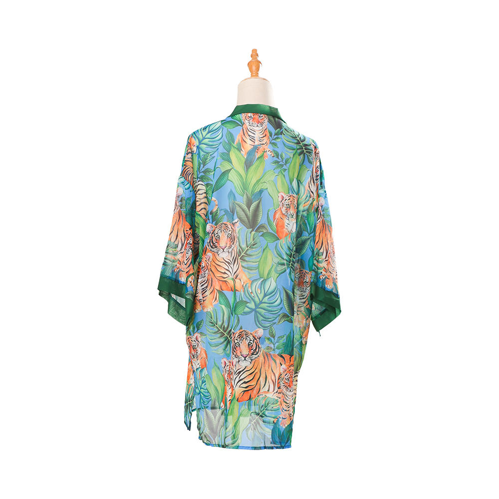 Impresión digital gasa mujer verano bikini kimono traje de baño encubrimientos para traje de baño