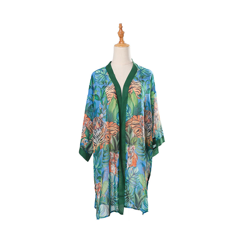 Impresión digital gasa mujer verano bikini kimono traje de baño encubrimientos para traje de baño