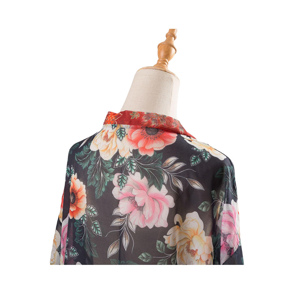 Kimonos para mujer verano playa cubrir hasta cárdigan transparente gasa floral cubrir arriba blusa casual suelta