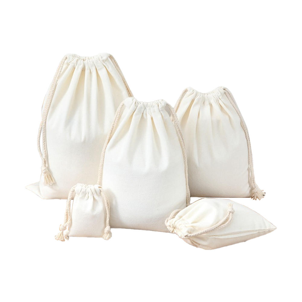 Bolsas reutilizables de lona de algodón con cordones