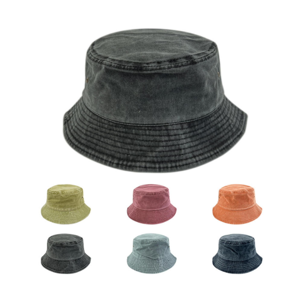 Sombreros de cubo de algodón lavado 100%, gorra de verano para exteriores, gorra de viaje para playa, sombrero para el sol, colores lisos para hombres y mujeres